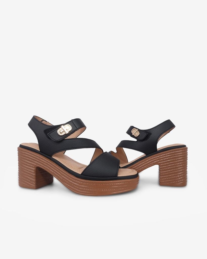 Sandal Cao Gót Hạnh Dung Quai Ngang Bản Chéo HD29187AY