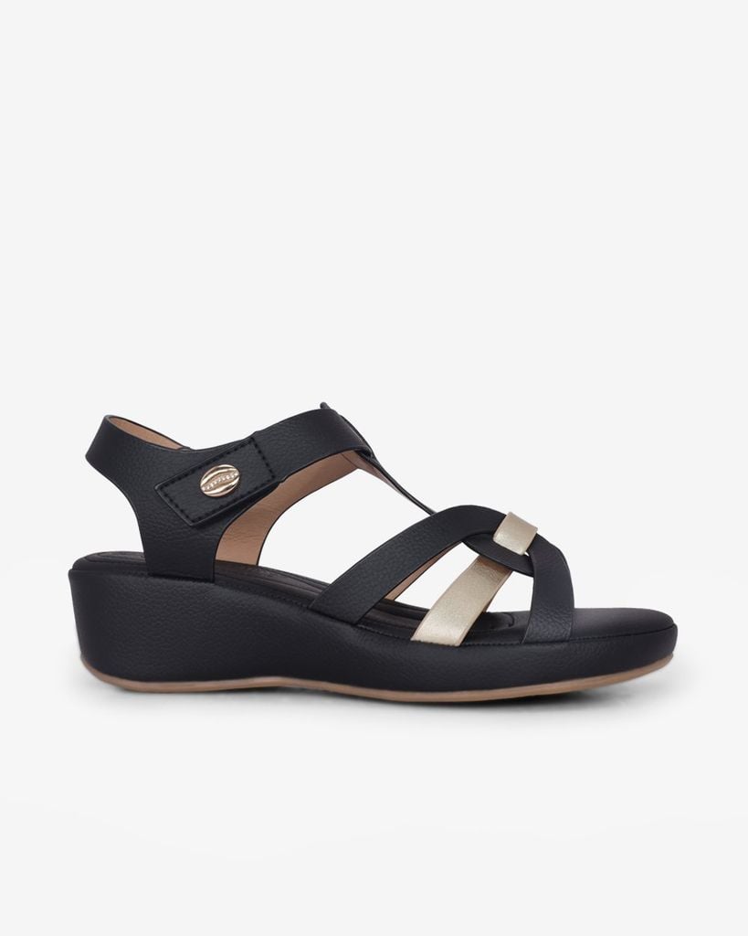 Sandal Đế Xuồng Hạnh Dung Quai Đan Phối Màu Ánh Kim Sang Trọng HD29190AY