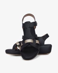 Sandal Đế Xuồng Hạnh Dung Quai Đan Phối Màu Ánh Kim Sang Trọng HD29190AY