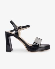 Sandal Cao Gót Hạnh Dung Quai Ngang Khóa Xoàn HD27286BI