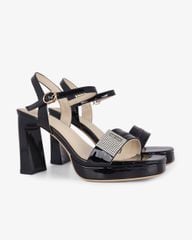 Sandal Cao Gót Hạnh Dung Quai Ngang Khóa Xoàn HD27286BI