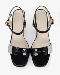 Sandal Cao Gót Hạnh Dung Quai Ngang Khóa Xoàn HD27286BI