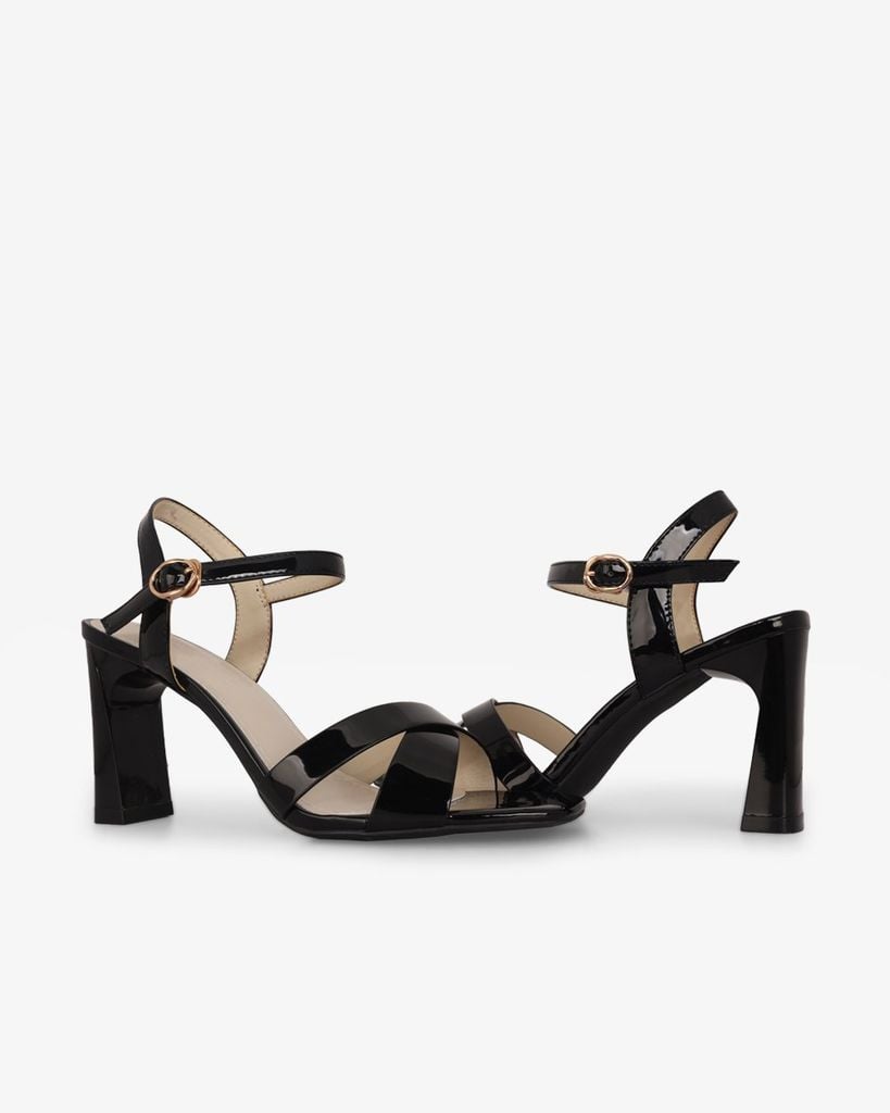 Sandal Cao Gót Hạnh Dung Quai Đan Chéo HD27306BI
