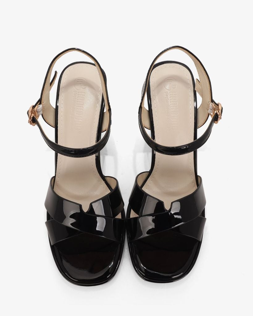 Sandal Cao Gót Hạnh Dung Quai Chéo Gót Trụ HD27307BI