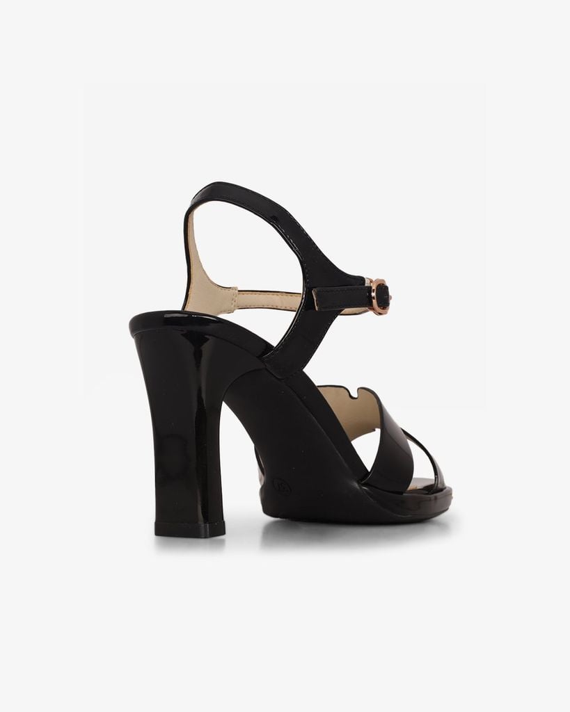Sandal Cao Gót Hạnh Dung Quai Bóng Chữ H  HD27311BI