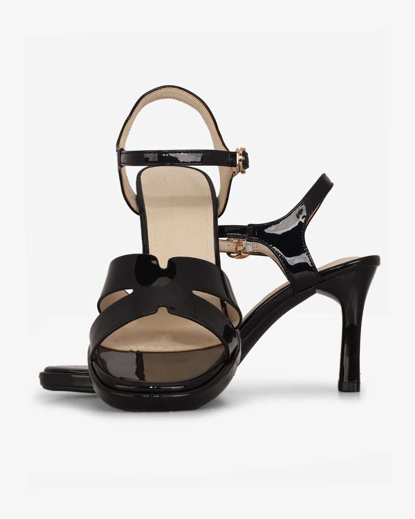 Sandal Cao Gót Hạnh Dung Quai Bóng Chữ H  HD27311BI