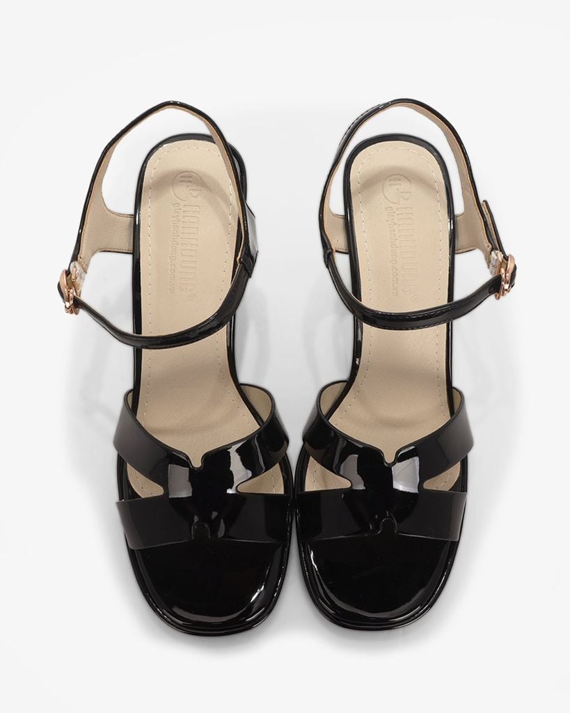 Sandal Cao Gót Hạnh Dung Quai Bóng Chữ H  HD27311BI