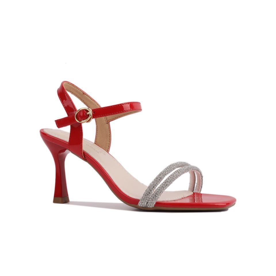 Sandal Cao Gót Hạnh Dung Dây Đính Đá HD27187BI
