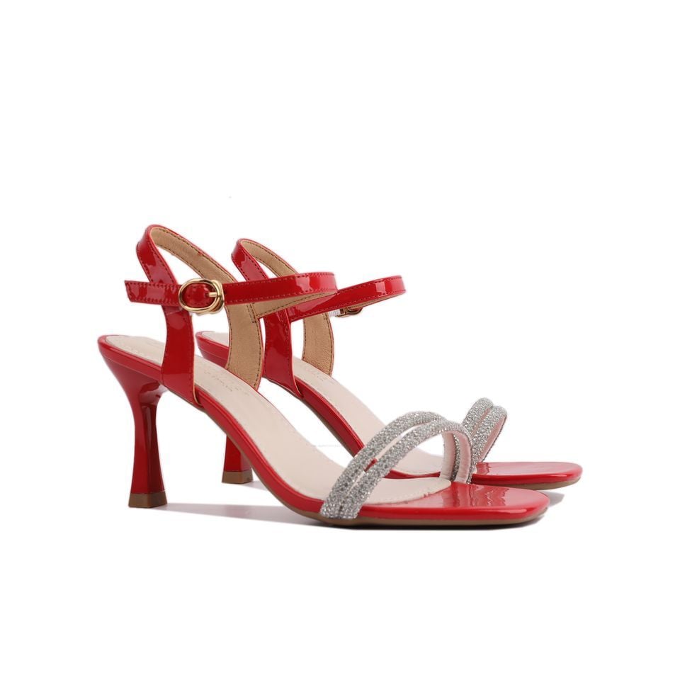 Sandal Cao Gót Hạnh Dung Dây Đính Đá HD27187BI