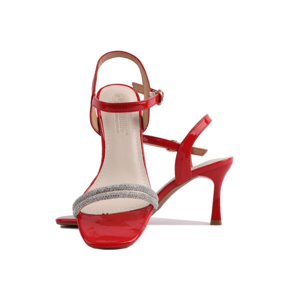 Sandal Cao Gót Hạnh Dung Dây Đính Đá HD27187BI