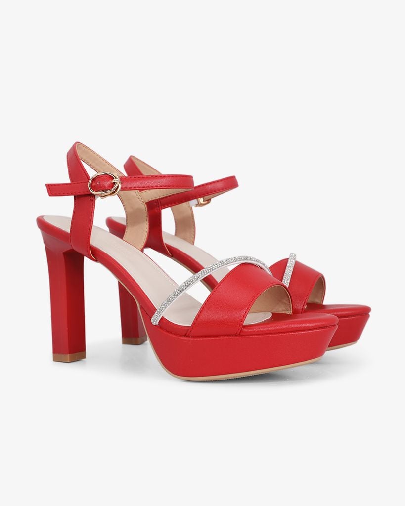 Sandal Cao Gót Hạnh Dung Quai Phối Xoàn Mảnh HD27193BI