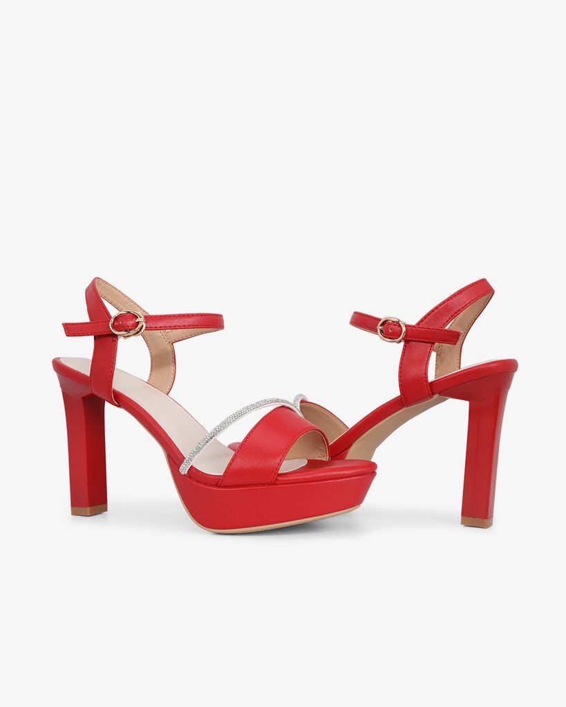 Sandal Cao Gót Hạnh Dung Quai Phối Xoàn Mảnh HD27193BI