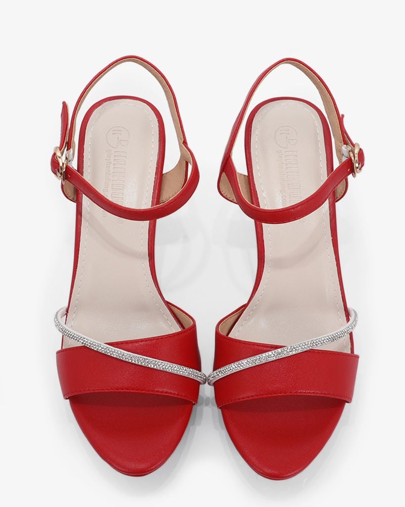 Sandal Cao Gót Hạnh Dung Quai Phối Xoàn Mảnh HD27193BI