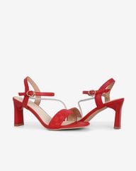 Sandal Cao Gót Hạnh Dung Bản Ngang Caro Dây Đính Đá HD27210BI