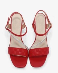 Sandal Cao Gót Hạnh Dung Bản Ngang Caro Dây Đính Đá HD27210BI