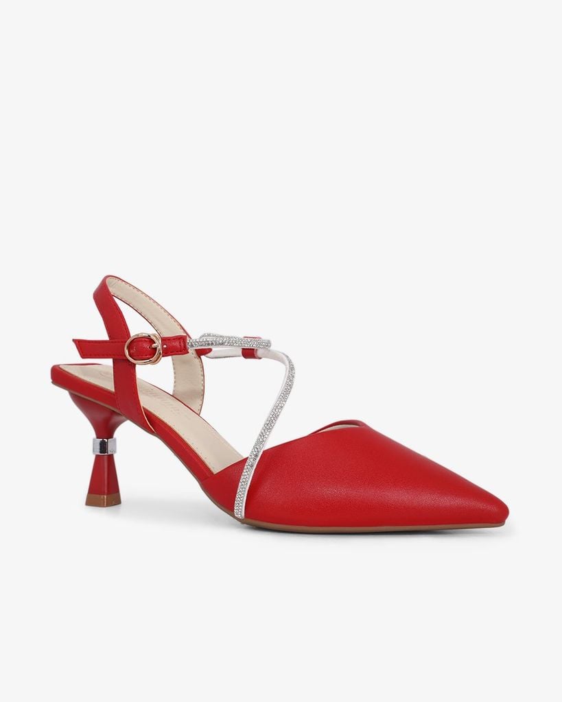 Sandal Cao Gót Hạnh Dung Bít Mũi Dây Xoàn HD27289BI