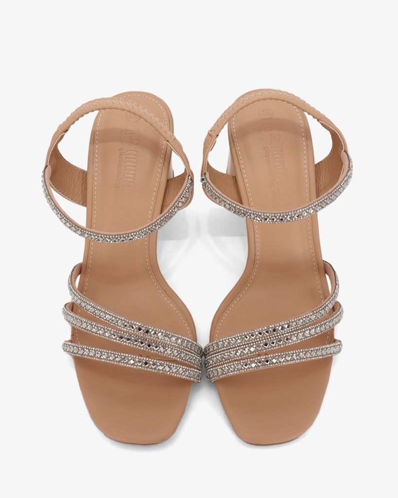 Sandal Cao Gót Hạnh Dung Quai Dây Đính Đá HD29174AY