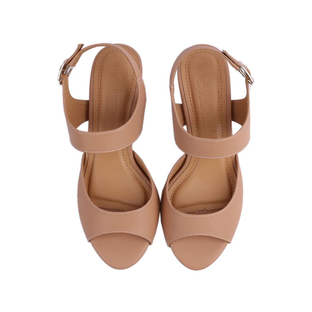 Sandal Cao Gót Hạnh Dung Bản Ngang Da HD02154AB