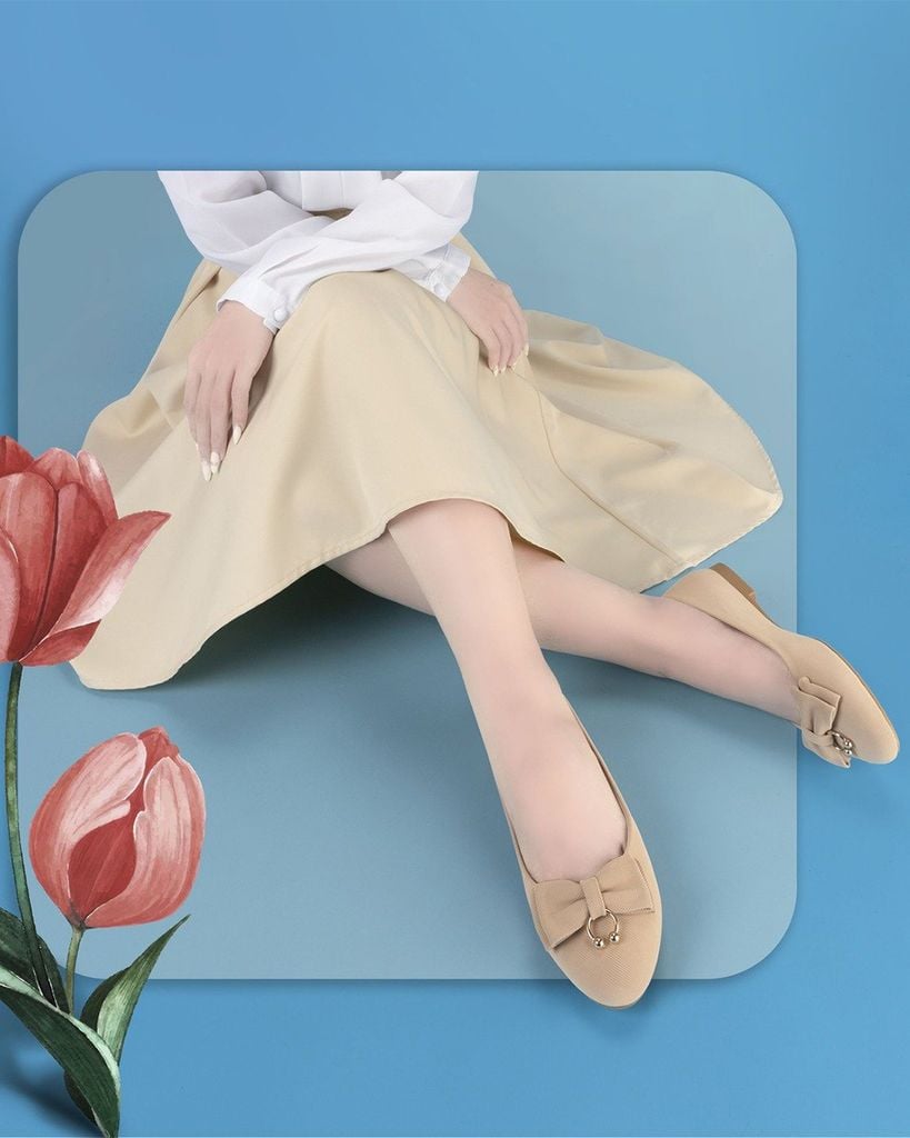 Giày Búp Bê Hạnh Dung Nơ Nhún HD02218AB