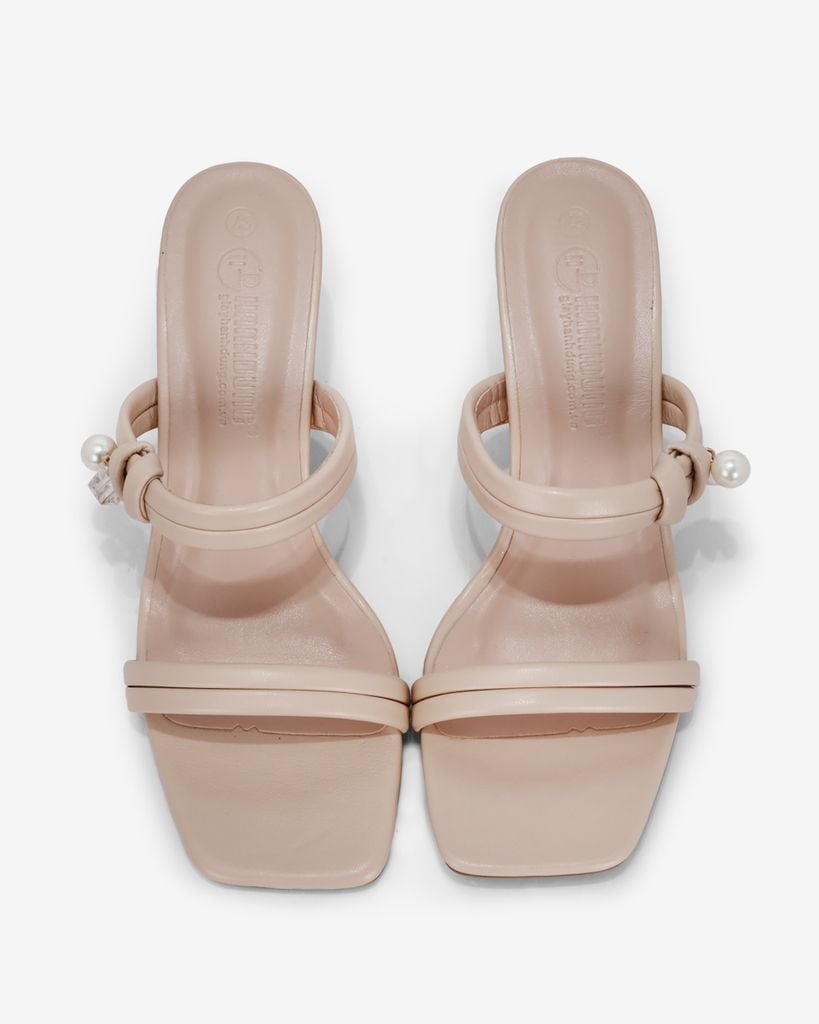 Dép Cao Gót Hạnh Dung Quai Nhị Ngọc Trai HD02240AB