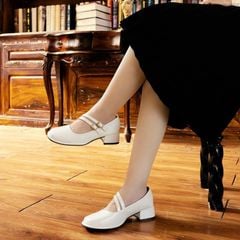 Giày Cao Gót Albee Quai Hậu Đôi Trơn Mũi Vuông HD0251TQ