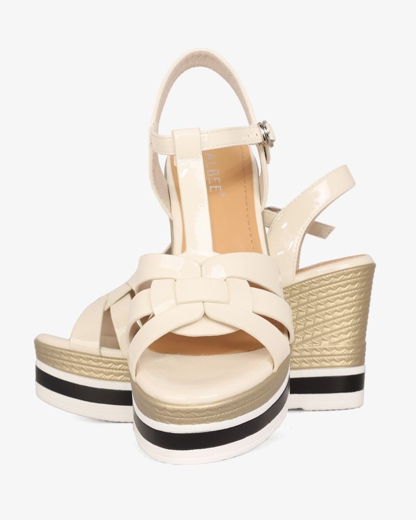 Sandal Đế Xuồng Albee Quai Luồng Nối T-Strap HD0289TQ