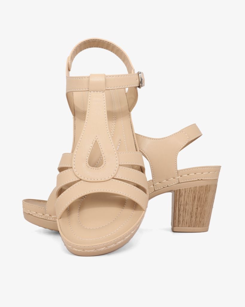 Sandal Cao Gót Hạnh Dung Quai Ngang Khoét Nối T-Strap HD0313AC