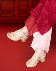 Sandal Cao Gót Hạnh Dung Quai Ngang Khoét Nối T-Strap HD0313AC