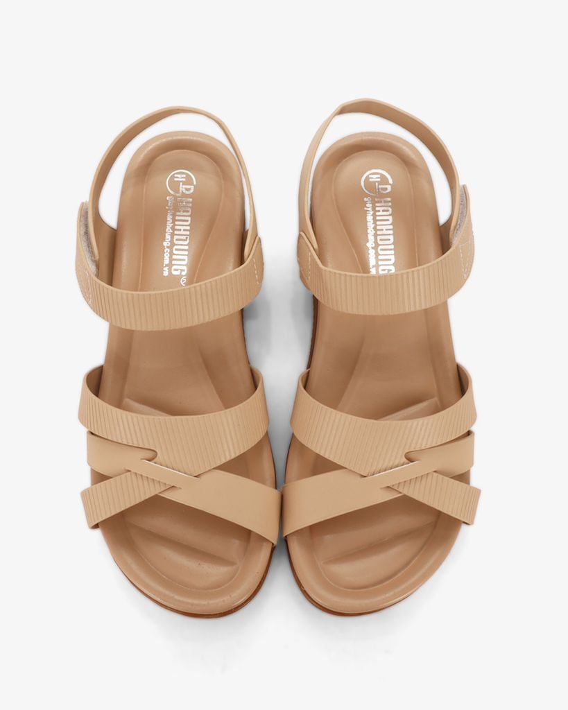 Sandal Đế Xuồng Hạnh Dung Quai Chéo Sọc Vân HD0315AC