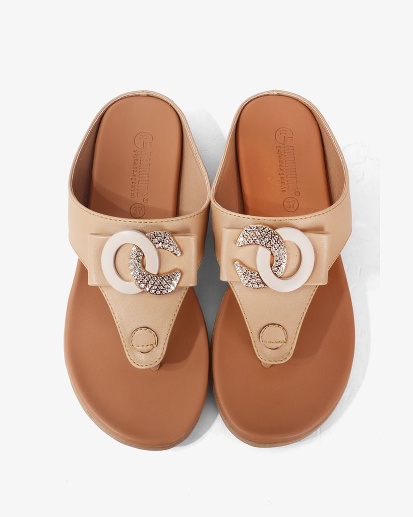 Dép Đế Xuồng Hạnh Dung Kẹp Xỏ Ngón Khóa OC HD041022AD