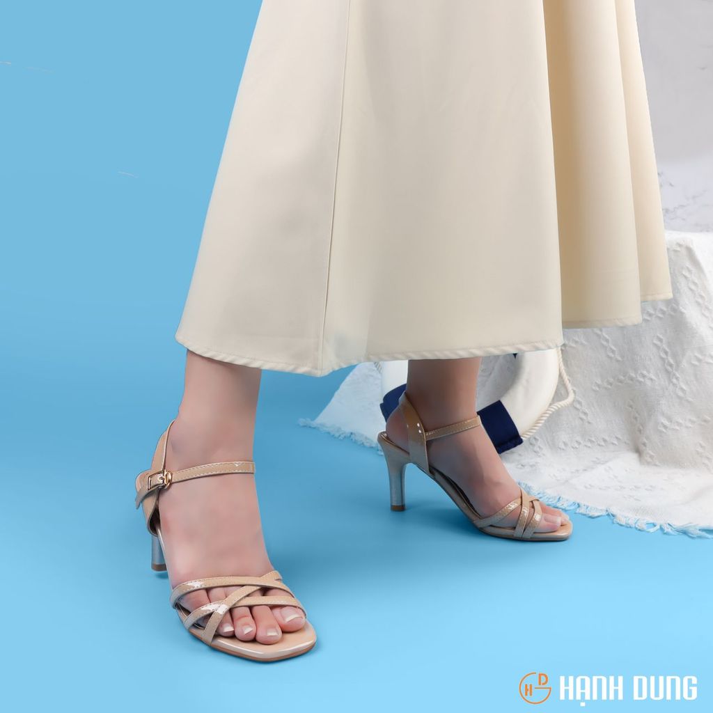 Sandal Cao Gót Hạnh Dung Dây Chéo Gót Bạc HD04717AD