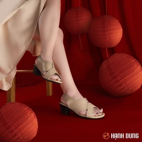 Sandal Cao Gót Hạnh Dung Bản Chéo HD04763AD