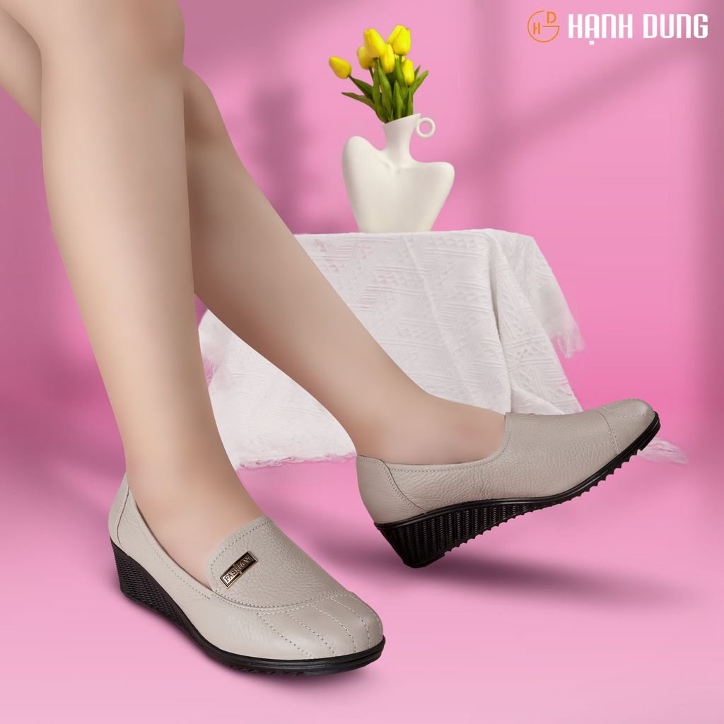 Giày Đế Xuồng Hạnh Dung Mũi May Chỉ HD04813AD