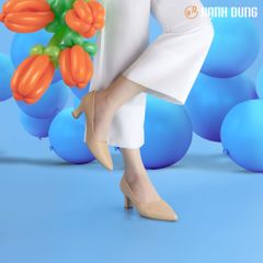 Giày Cao Gót Hạnh Dung Da Sần Mũi Nhọn HD04861AD