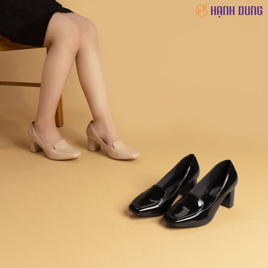 Giày Cao Gót Hạnh Dung Mũi Vuông Trơn HD04864AD