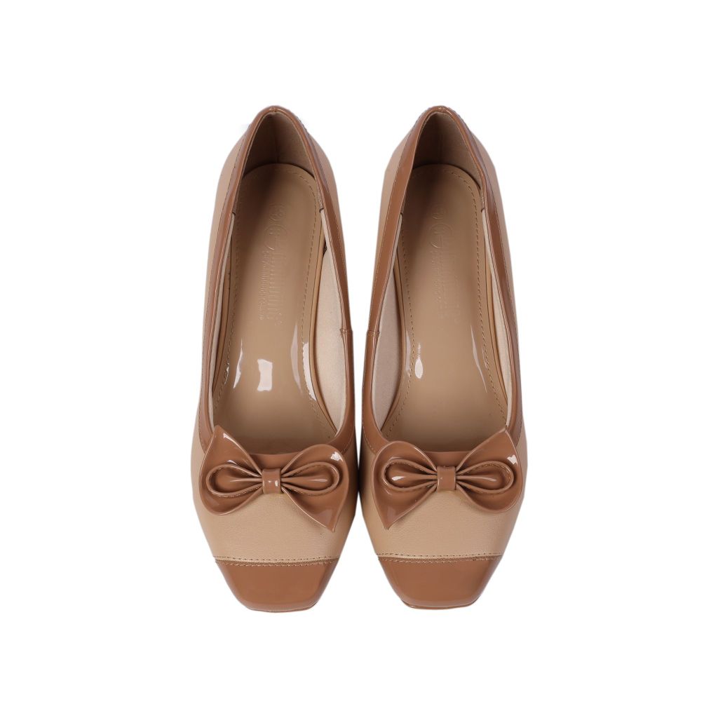 Giày Cao Gót Hạnh Dung Bít Mũi Phối Nơ Xinh Xắn HD04866AD