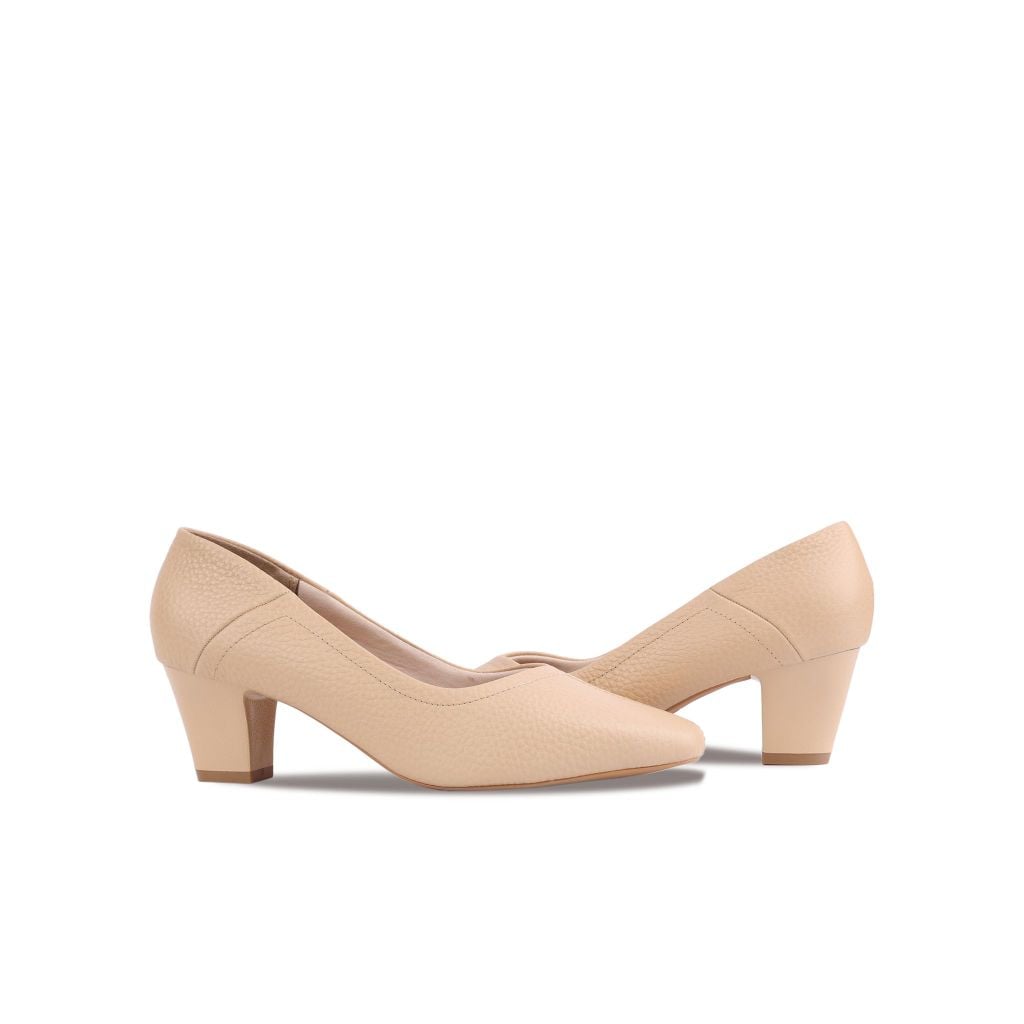 Giày Cao Gót Hạnh Dung Mũi Vuông Chỉ Nổi HD04890AD