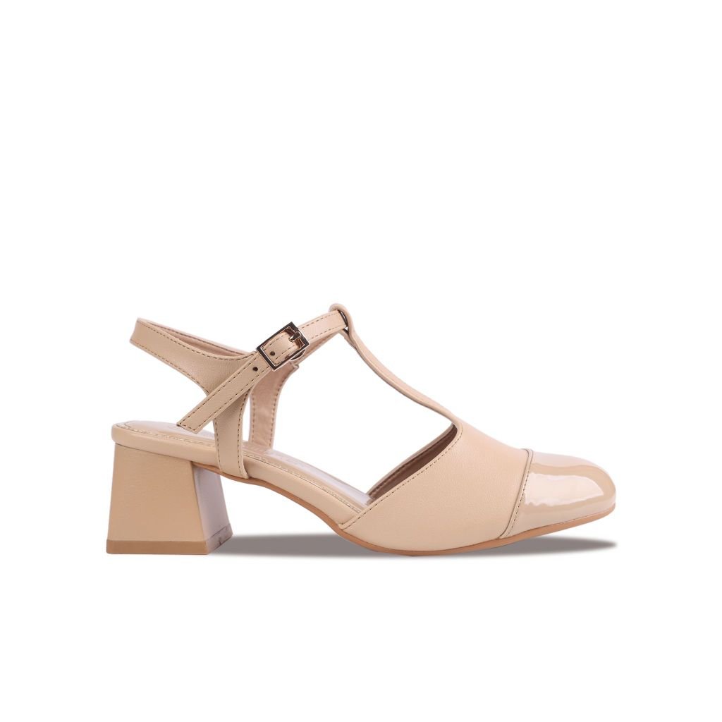 Sandal Cao Gót Hạnh Dung Quai T-Strap Mũi Bóng HD04900AD
