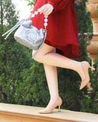 Giày Cao Gót Hạnh Dung Trơn Gót Vàng Độc Đáo HD04981AD