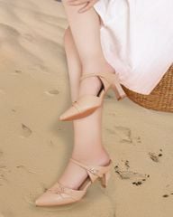 Dép Bít Mũi Hạnh Dung Nơ Hoa Gót Vân HD04986AD