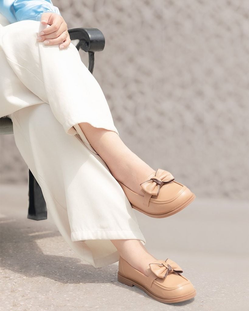 Giày Búp Bê Hạnh Dung Nơ Phối Thanh Lịch HD1108AV