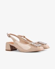 Sandal Cao Gót Hạnh Dung Mũi Vuông Đính Đá HD1112AV