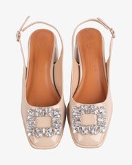 Sandal Cao Gót Hạnh Dung Mũi Vuông Đính Đá HD1112AV