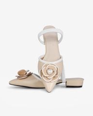 Giày Sandal Hạnh Dung Bít Mũi Hoa Ngọc Trai HD1133AV