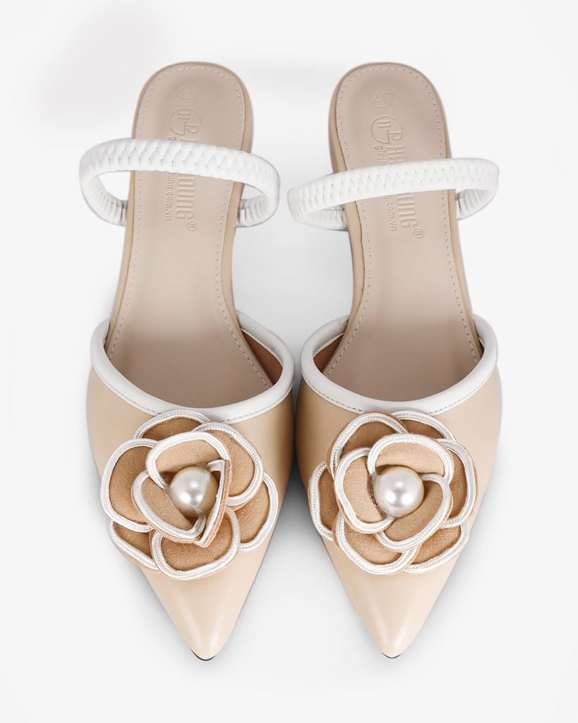 Giày Sandal Hạnh Dung Bít Mũi Hoa Ngọc Trai HD1133AV