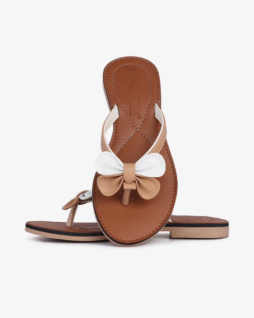 Dép Xẹp Hạnh Dung Kẹp Nơ Phối HD1136AV