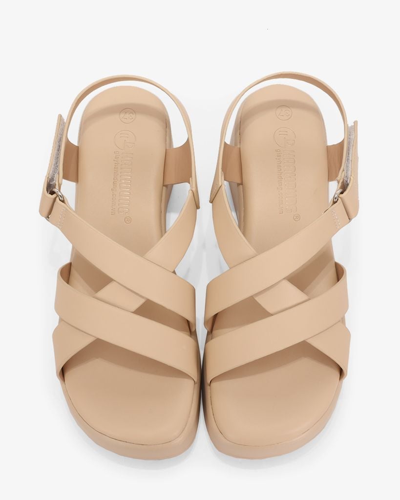 Sandal Đế Xuồng Hạnh Dung Quai Chéo Hậu Dán HD1163AV
