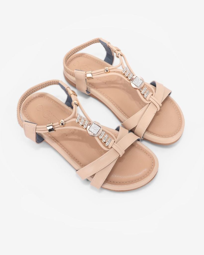 Sandal Xẹp Hạnh Dung Quai Chữ T Phối Đá Sang Trọng HD1177AV