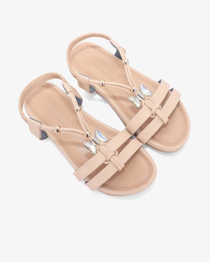 Sandal Xẹp Hạnh Dung Quai Chữ T Đính Bướm Pha Lê HD1178AV