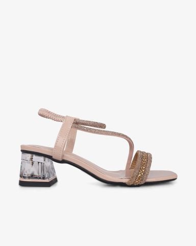 Sandal Cao Gót Hạnh Dung Đính Đá Nhiều Quai Chéo HD12282AM